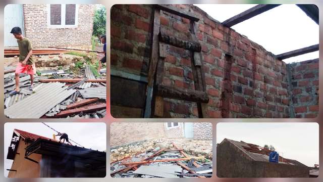 Hujan Disertai Angin Kencang Hancurkan Atap Rumah Warga Kecamatan Jati Agung