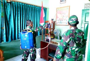 Penyemprotan Disinfektan Kembali dilakukan Koramil Nogosari