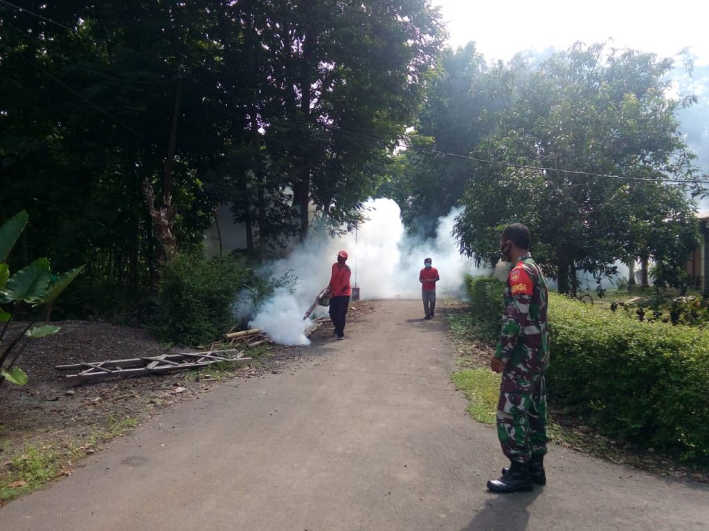 Cegah DBD Babinsa Teter Dampingi Fogging