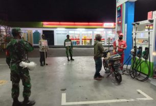 Upaya TNI-Polri Dalam Pemantauan Prokes Di SPBU Nogosari