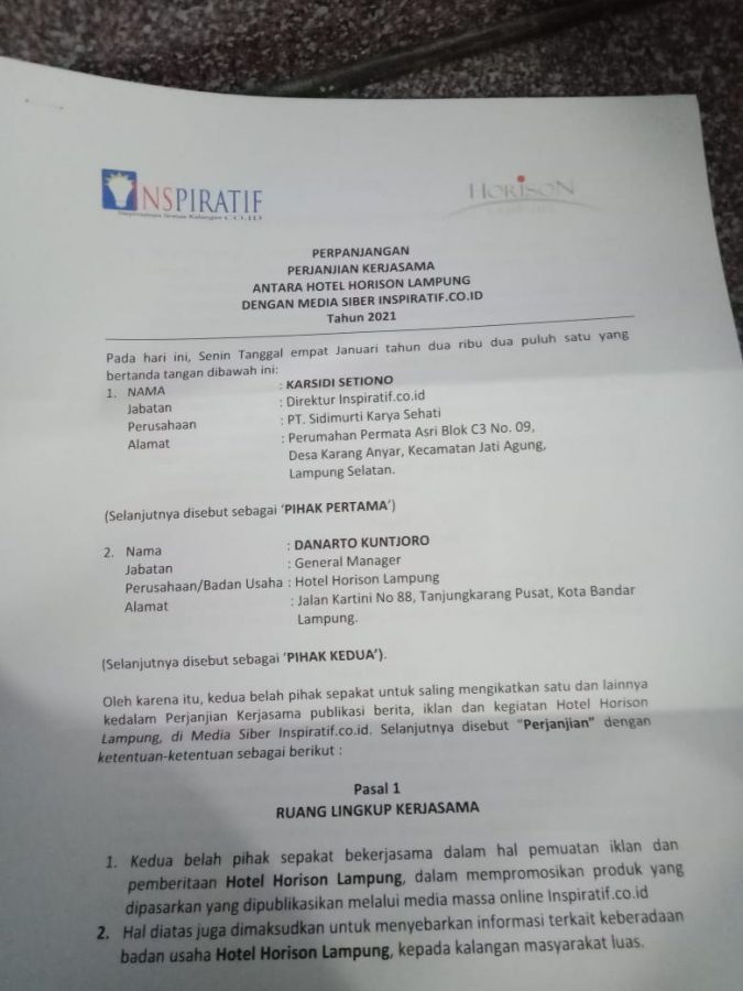 PT. SMKS - Horison Lampung Tandatangani Kerjasama-