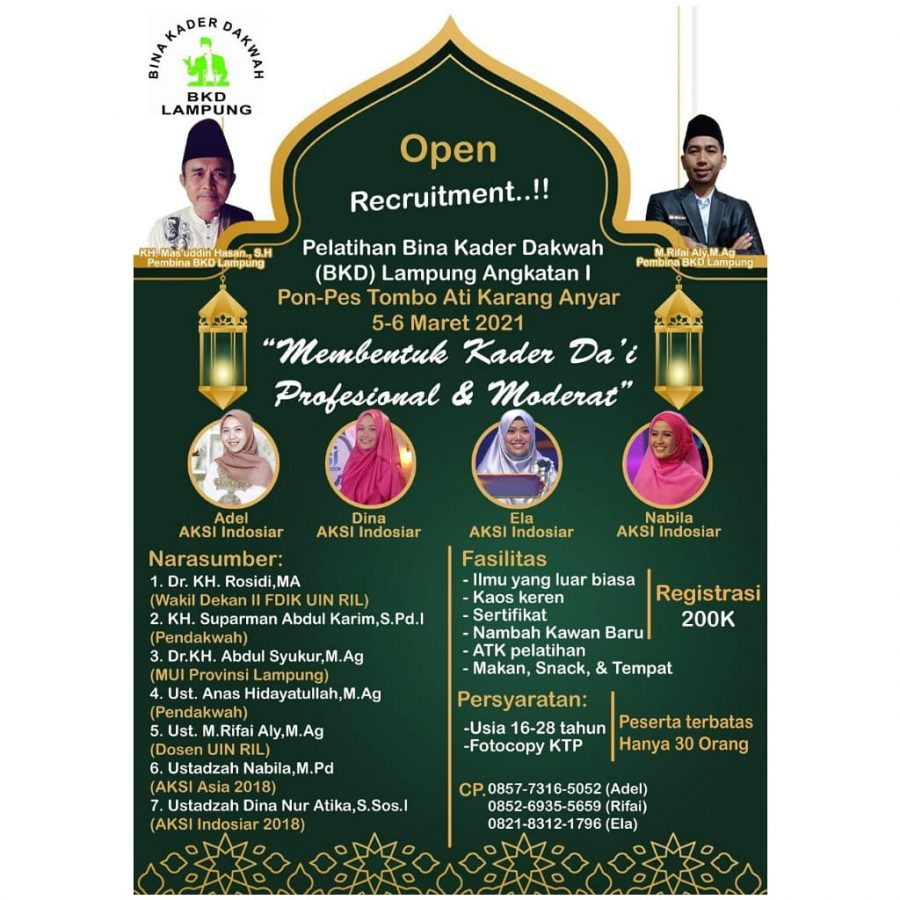 Bina Kader Dakwah (BKD) Lampung Open Recruitment Pelatihan Dakwah