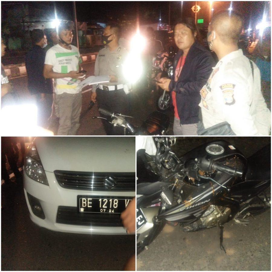 Hantam Mobil Pengemudi Motor Dilarikan Kerumah sakit