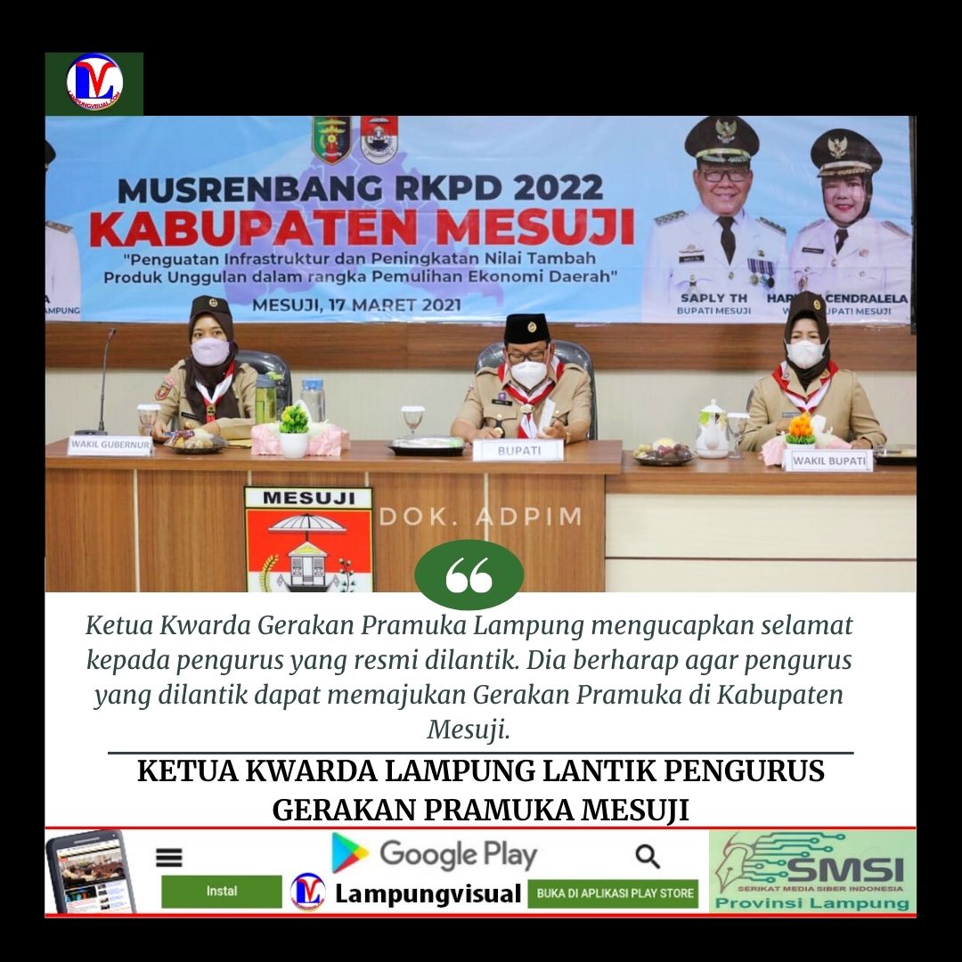 Ketua Kwarda Lampung Lantik Pengurus Gerakan Pramuka Mesuji