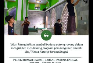 Peduli Rumah Ibadah, Karang Taruna Enggal Bersih-Bersih Masjid