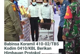 Babinsa Koramil 410-02/TBS Kodim 0410/KBL Berikan Himbauan Protokol Kesehatan