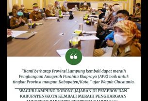 Wagub Lampung Dorong Jajaran di Pemprov dan Kabupaten/Kota Kembali Meraih Penghargaan Anugerah Parahita Ekapraya Tahun 2021