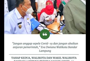 Tahap Kedua, Walikota dan Wakil Walikota Bandar Lampung Terima Vaksin Covid-19