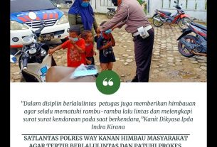 Satlantas Polres Way Kanan Himbau Masyarakat Agar Tertib Berlalulintas dan Patuhi Prokes