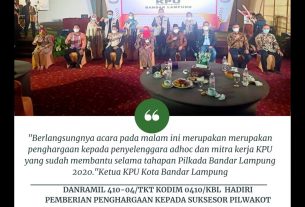 Danramil 410-04/TKT Kodim 0410/KBL Hadiri Pemberian Penghargaan Kepada Suksesor Pilwakot 2020