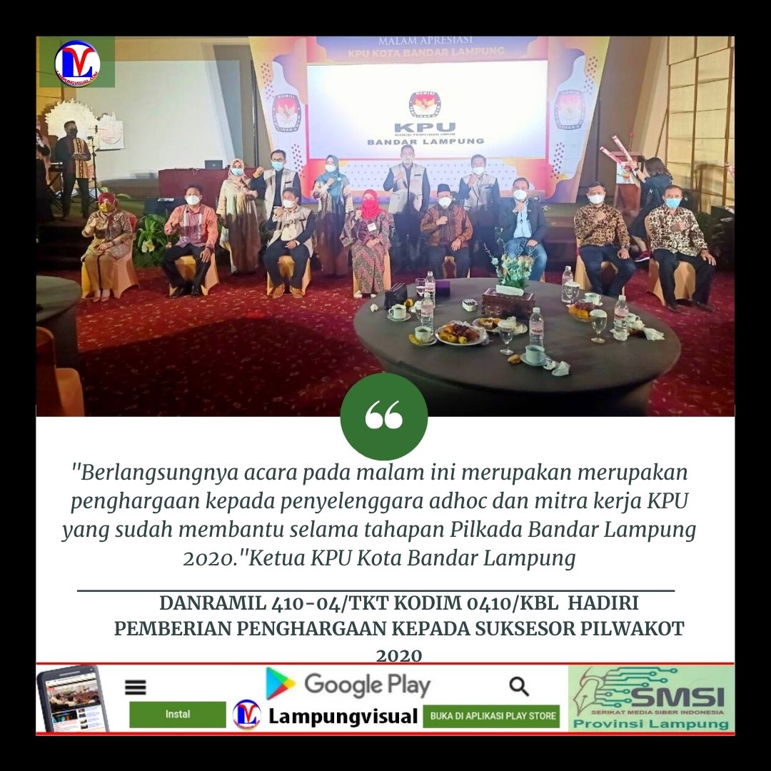 Danramil 410-04/TKT Kodim 0410/KBL Hadiri Pemberian Penghargaan Kepada Suksesor Pilwakot 2020