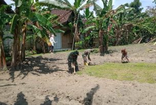 Suparno, Kenalkan Cara Bercocok Tanam Kepada Satgas TMMD 110 Bojonegoro