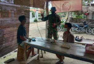 TNI Bojonegoro Tegakkan Disiplin Prokes Dilokasi TMMD 110 Jatimulyo Tambakrejo