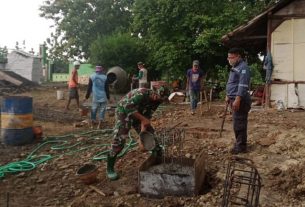 TMMD 110 Bojonegoro, Satgas Gali Lobang Untuk Pondasi