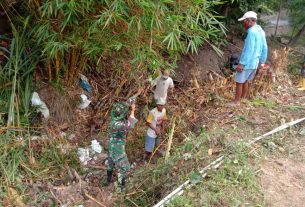 Pembersihan Lokasi Kegiatan TMMD 110 Kodim Bojonegoro Oleh Satgas