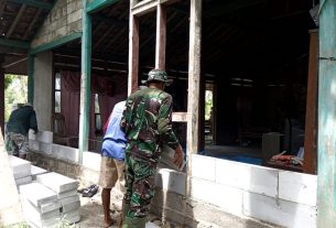 TMMD 110 Bojonegoro, Rumah Warga Sasaran Program Aladin, Di Pasang Bata Hebel