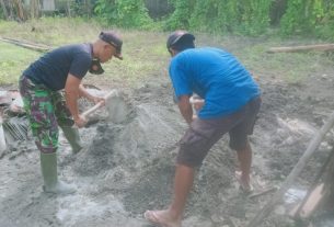 Mengaduk Luluh, Untuk Kesuksean Program Aladin TMMD 110 Bojonegoro