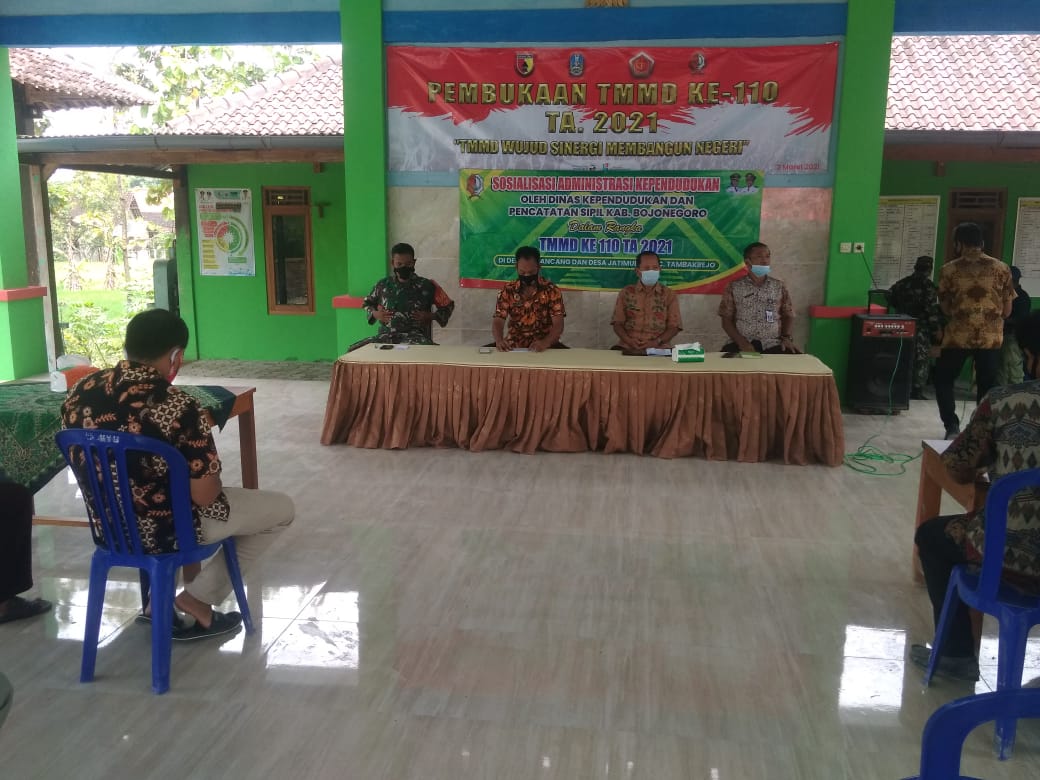 Satgas TMMD 110 Bojonegoro Hadiri Sosialisasi Administrasi Kependudukan