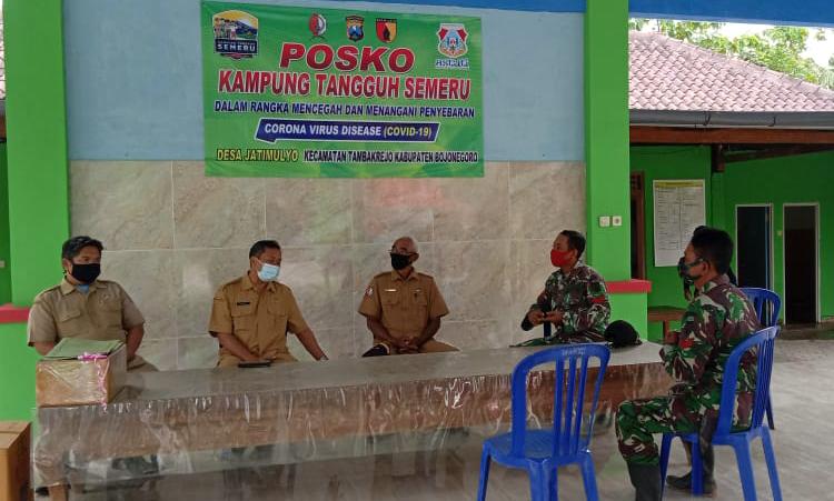 Dilokasi TMMD, Dinas Perpustakaan Bojonegoro Bersama Pemdes Jatimulyo Dan Satgas Gelar Koordinasi