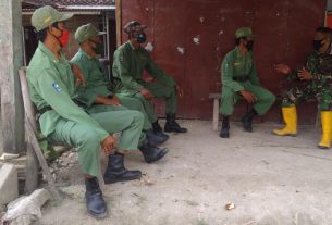 Satgas TMMD Kodim Bojonegoro Berikan Pemahaman Bela Negara Linmas Desa Jatimulyo