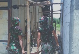 Perjuangan, Satgas TMMD 110 Bojonegoro Langsir Material Campuran Semen