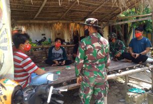 Satgas TMMD Kodim Bojonegoro Sampaikan Imbauan Pencegahan Covid-19 Pemuda Jatimulyo