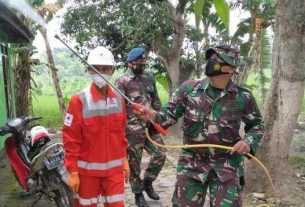 PMI Bojonegoro, Kerahkan Alat Lengkap Spraying Dukung TMMD Tambakrejo