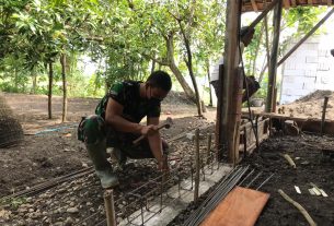 Program Aladin, Satgas TMMD Kodim Bojonegoro Pasang Besi Cor