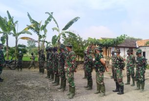 Siap Kerjakan Pembangunan Program Di Nglambangan, Satgas TMMD Kodim Bojonegoro Apel Pagi