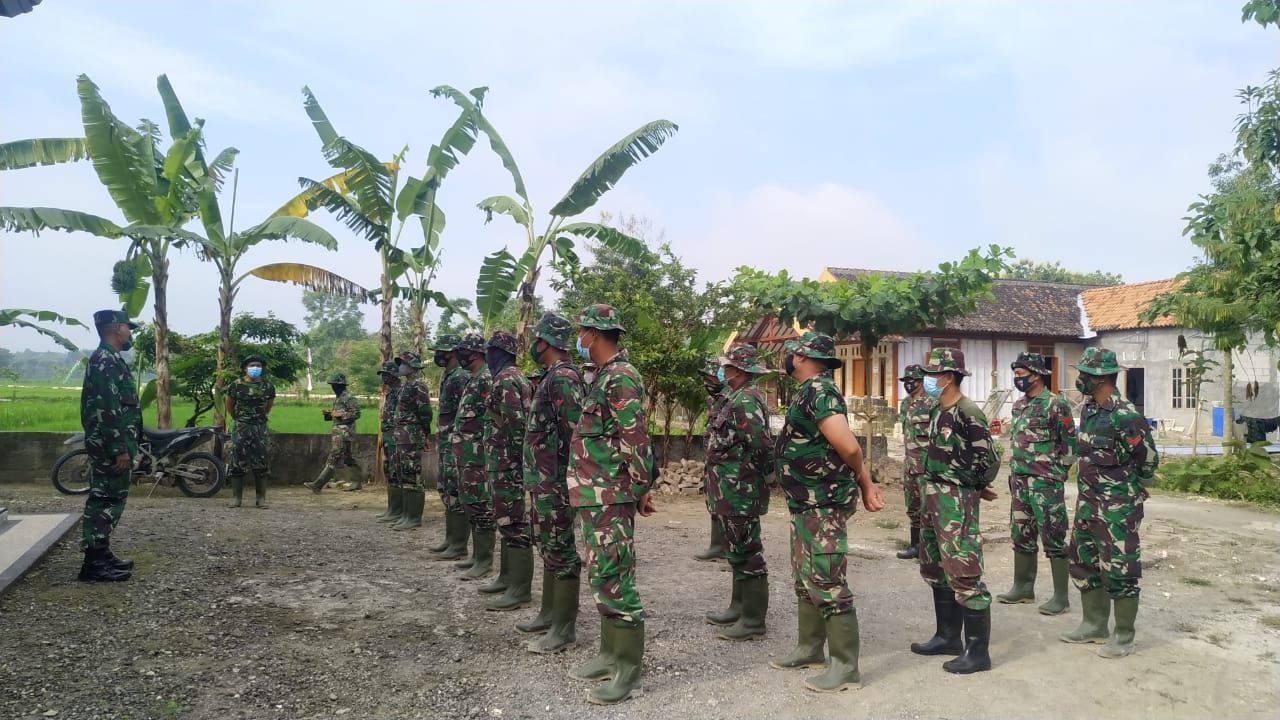 Siap Kerjakan Pembangunan Program Di Nglambangan, Satgas TMMD Kodim Bojonegoro Apel Pagi