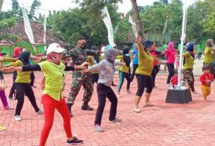 Gandeng Dispora, TMMD Kodim Bojonegoro Gelar Senam Rekreasi Di Jatimulyo