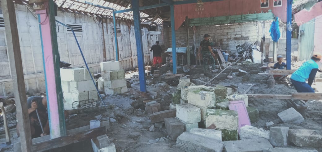 Program Aladin, Satgas TMMD Kodim Bojonegoro Kerjakan Pemondasian Rumah