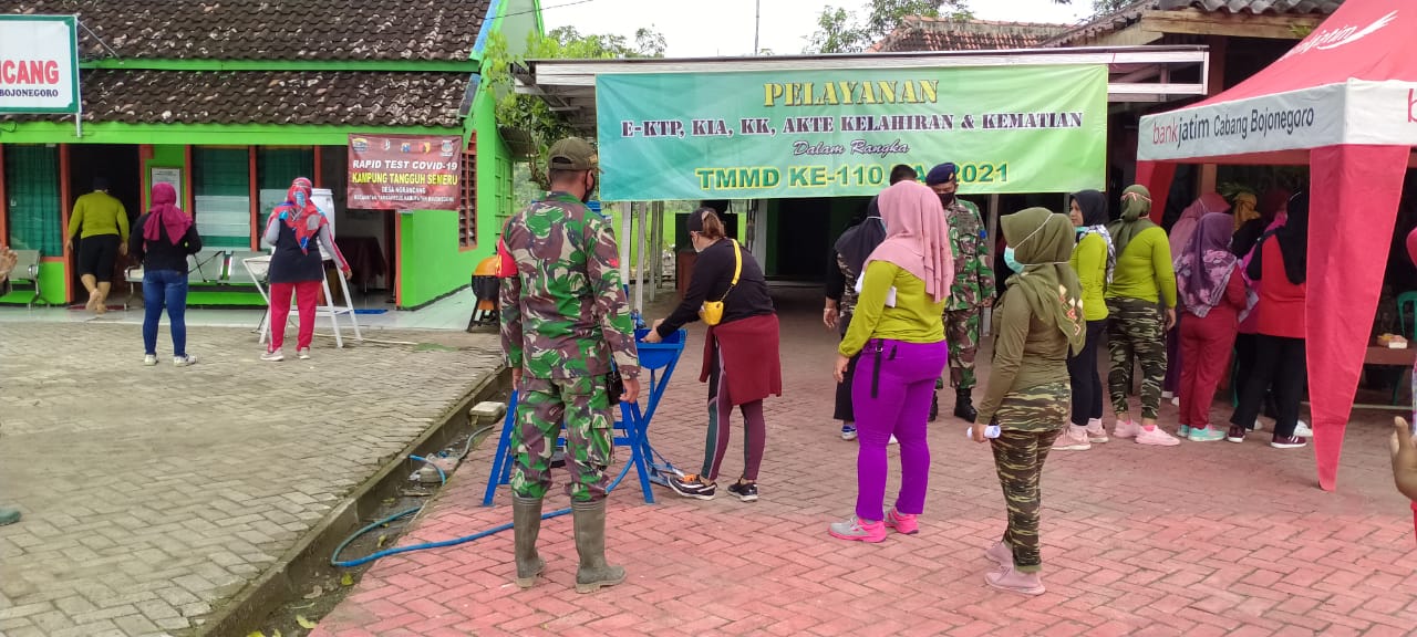 Satuan Tugas TMMD Bojonegoro, Edukasi Warga Jalankan Protokol Kesehatan