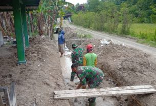 Tancap Gas, Satgas TMMD Kodim Bojonegoro Bangun Drainase