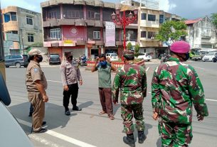 Pelda Wijianto melaksanakan kegiatan patroli Penegakan Disiplin Protokol Kesehatan