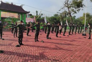 Usai Apel, Senam Pagi Rutin Dilaksanakan Satgas TMMD Bojonegoro