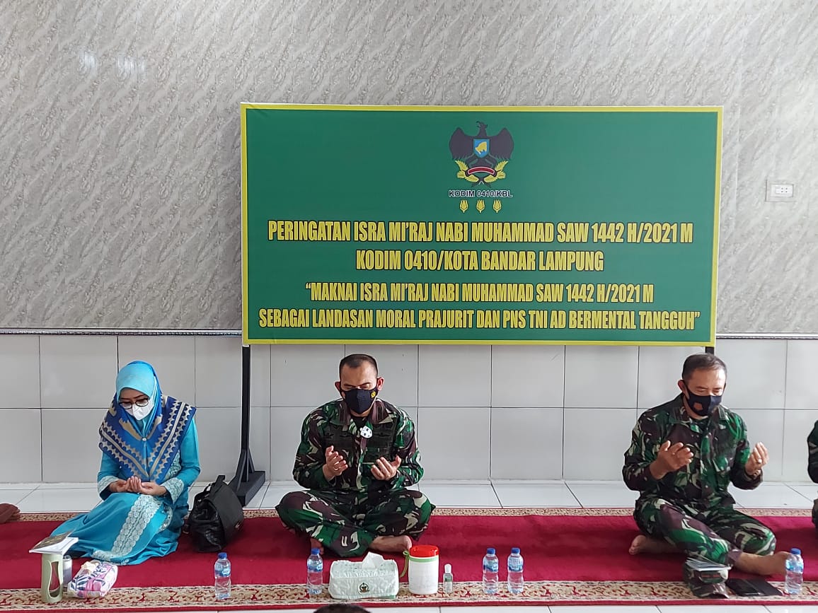 Kodim 0410/KBL : Maknai Isra Mi'raj Landasan Moral Prajurit TNI dan PNS TNI AD bermental Tangguh