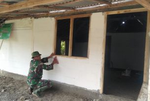 TMMD Bojonegoro, Renovasi Rumah Sumardi Capai 80 Persen