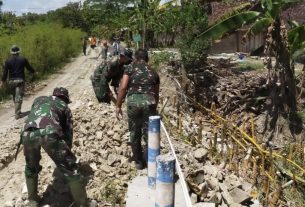 TMMD Bojonegoro, Satgas Lanjutkan Pembangunan Drainase Desa Jatimulyo