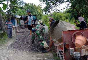 Tak Kenal Lelah, Satgas TMMD Bojonegoro Teruskan Pembangunan Drainase