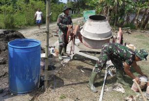 Satgas TMMD Bojonegoro Olah Adukan Material Pembanguna Drainase Jatimulyo 70 Persen