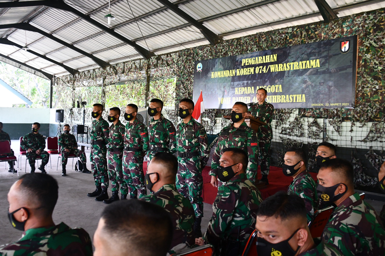 Kunjungan Pertama Danrem 074/Warastratama Ke Batalyon Infanteri Raider 408/Suhbrastha