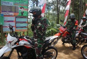 Dengan Mengendarai Trail, Danrem 074/Warastratama Beserta Dandim 0728/Wonogiri Menuju Lokasi TMMD