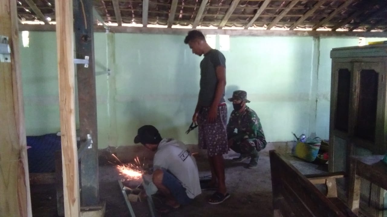 Pekerjaan Fisik RTLH Aladin Terus Dikebut Satgas TMMD Bojonegoro