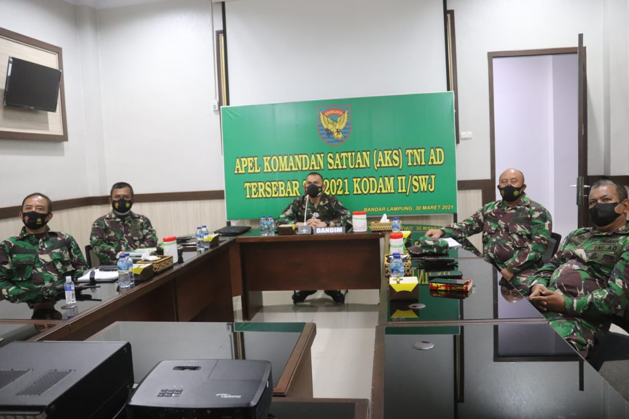 Komandan Kodim 0410/KBL mengikuti kegiatan Video Conference dalam rangka Apel Komandan Satuan