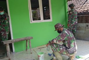 Rumah Aladin TMMD 110 Bojonegoro Dicat Hijau