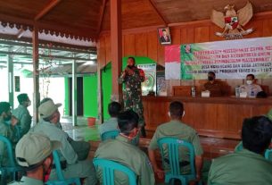 Pesan Danramil Tambakrejo Kepada Anggota Linmas Dilokasi TMMD Bojonegoro