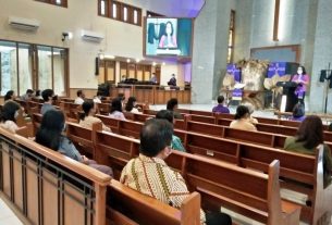 Bati Komsos Koramil 03 Serengan Pengamanan dan Pengecekan Prokes Ibadah Minggu Pagi