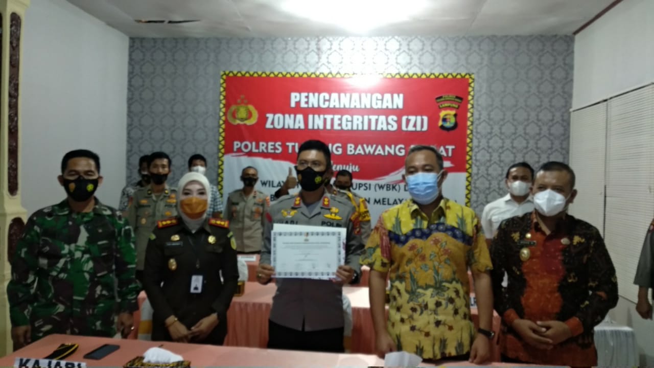 Polres Tubaba laksanakan kegiatan Zoom Meeting Pencanangan Zona Integritas (ZI) Polres Tubaba