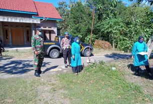 Anggota Koramil Dan Polsek Dampingi Tim Medis Laksanakan Tracking